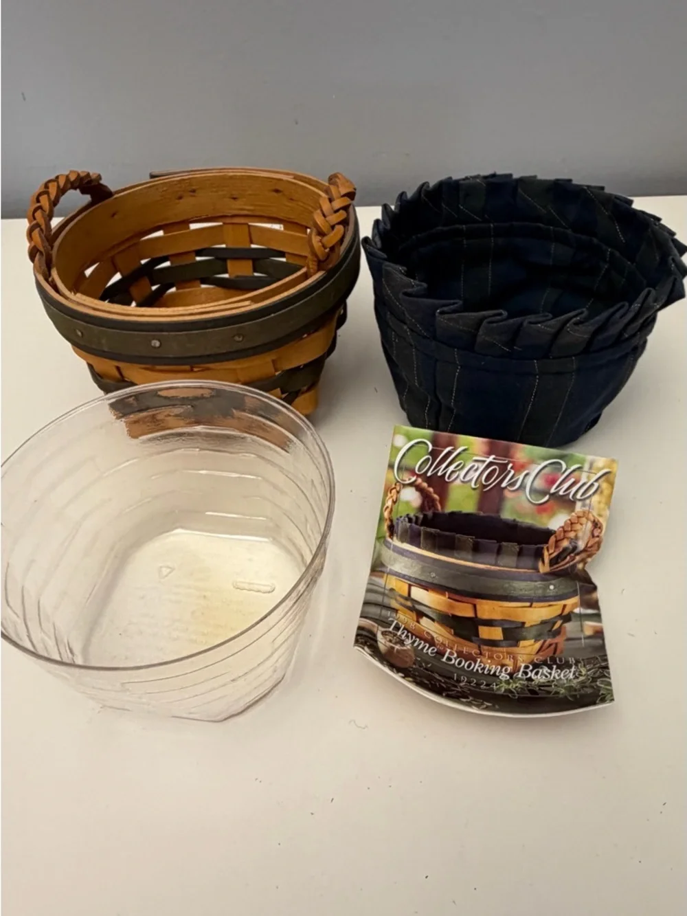 Longaberger Thyme Booking Basket Fabric Liner and Protector Collectors Club 1998